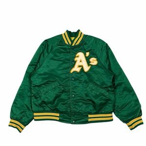 VTG MLB OAKLAND A's Athletics KIDS Starter Satin Bomber Jacket Sz‎ M